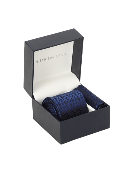 

Peter England Men Blue Printed Accessory Gift Set