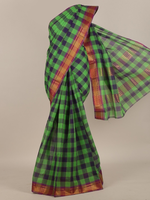 

Pothys Green & Red Checked Pure Cotton Saree