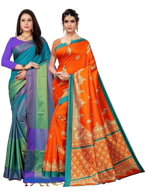 

KALINI Multicoloured Set of 2 Art Silk Saree, Multi