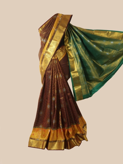 

Pothys Maroon & Golden Ethnic Motifs Zari Pure Silk Saree
