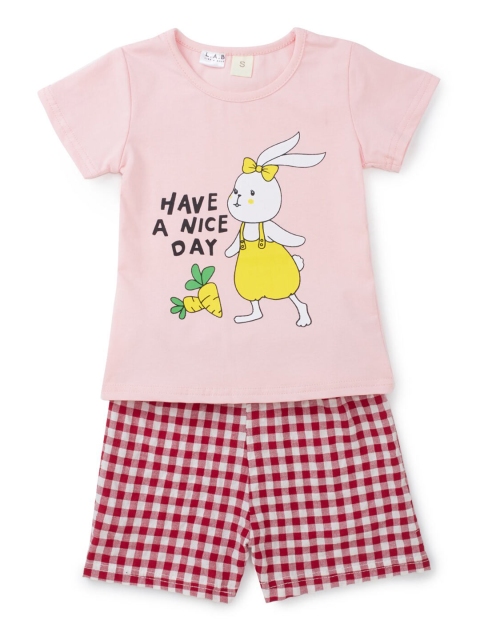 

Like A Boss Girls Pink & White Printed T-shirt with Shorts