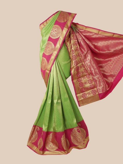 

Pothys Green & Magenta Woven Design Zari Pure Silk Saree