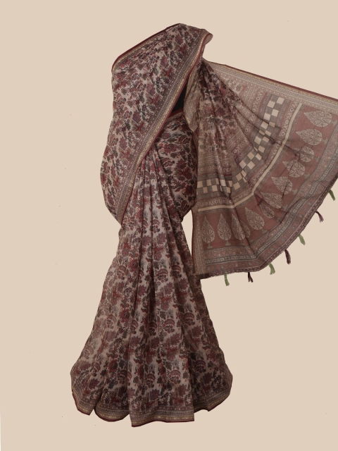 

Pothys Brown & Green Floral Saree