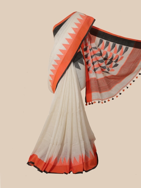 

Pothys Off White Linen Blend Saree