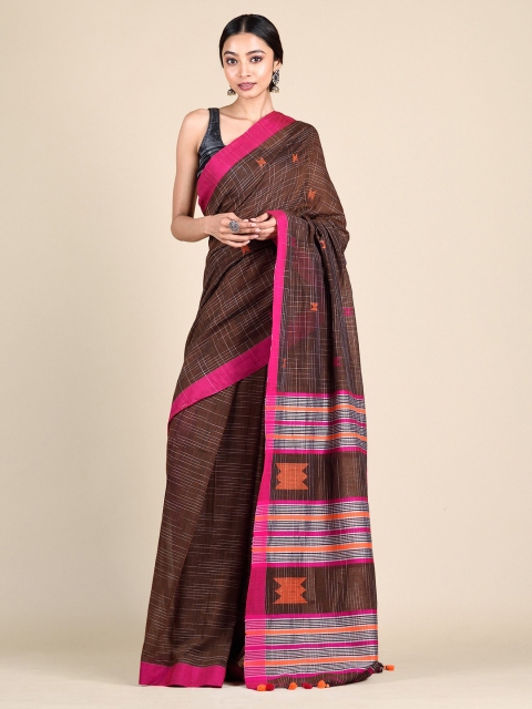 

Mitera Brown & Pink Ethnic Motifs Pure Cotton Saree