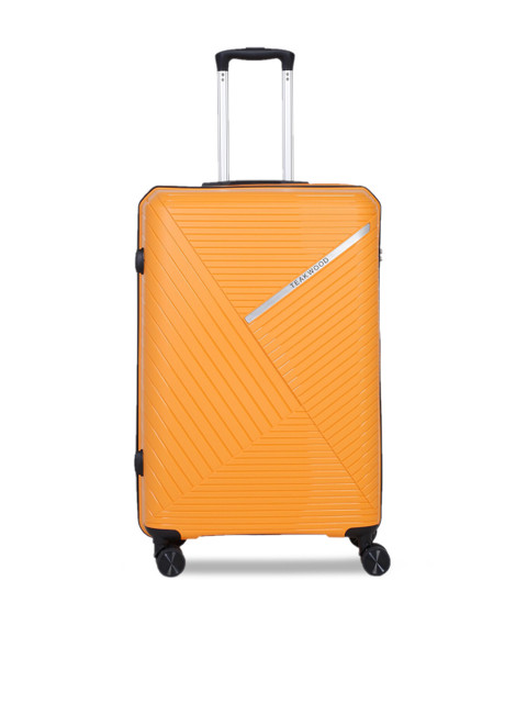 

Teakwood Leathers Orange Textured Hard-Sided Large Trolley Suitcase