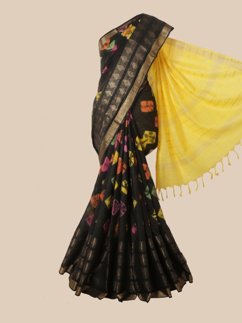 

Pothys Black & Yellow Jute Cotton Saree