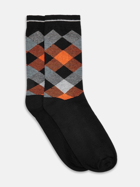 

RICHARD PARKER by Pantaloons Men Black & Orange Patterned Calf-Length Socks