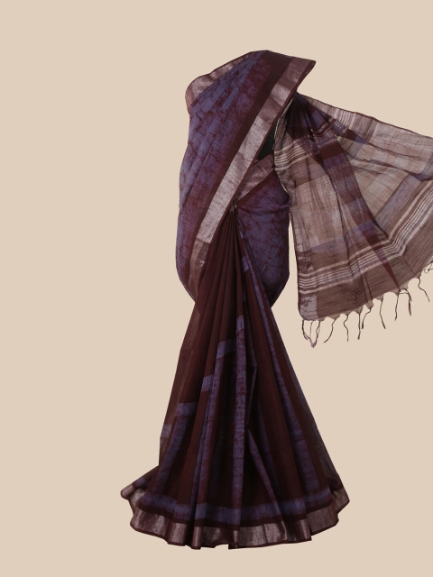 

Pothys Violet & Brown Batik Jute Cotton Saree