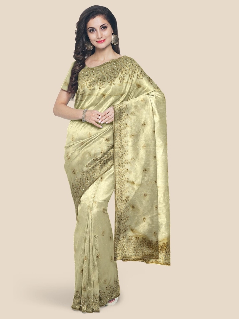 

Kalamandir Cream Ethnic Motifs Sequinned Saree