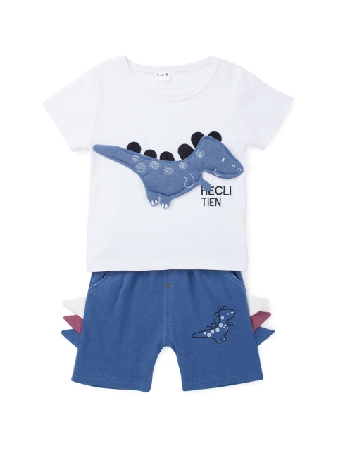 

Like A Boss Boys White & Blue Printed T-shirt with Shorts