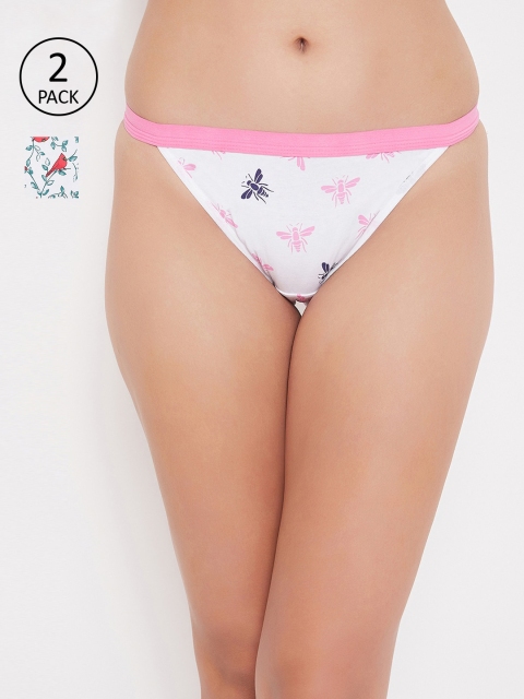 

Clovia Women Pack Of 2 Printed Low-Rise Bikini Briefs COMPN1114S, White