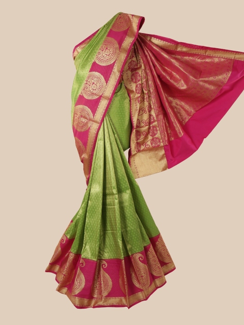 

Pothys Green & Pink Ethnic Motifs Pure Silk Saree