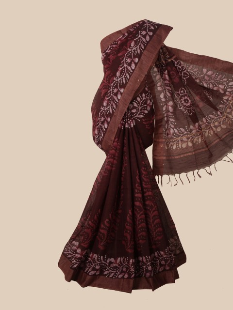 

Pothys Brown Batik Jute Cotton Saree