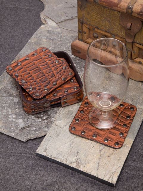 

IMUR Set Of 6 Tan Brown Textured Coasters