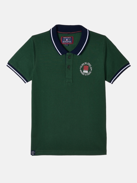 

Monte Carlo Boys Green & Navy Blue Polo Collar T-shirt