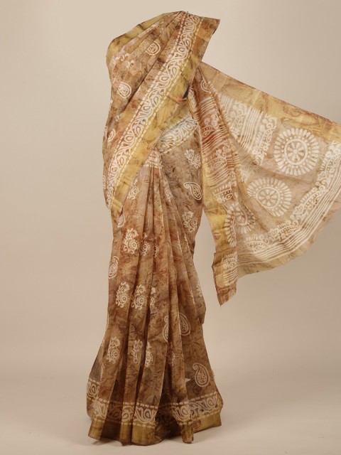 

Pothys Brown Ethnic Motifs Zari Cotton Blend Saree