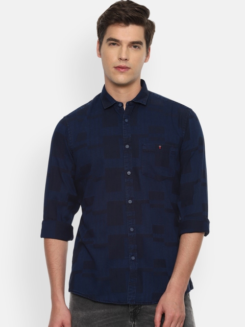 

Louis Philippe Jeans Men Navy Blue Slim Fit Checked Casual Shirt