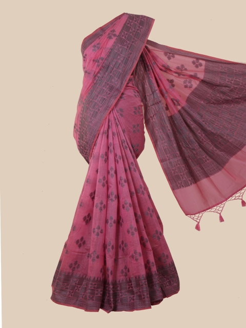 

Pothys Pink & Grey Floral Saree