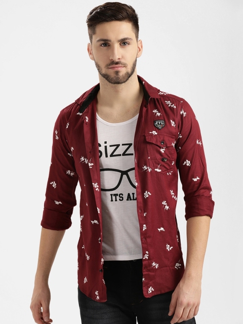 

V2 Value & Variety Men Maroon Slim Fit Printed Casual Shirt