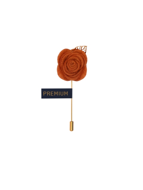 

PELUCHE Brown & Gold-Toned Velvet Floral Brooch Lapel Pin