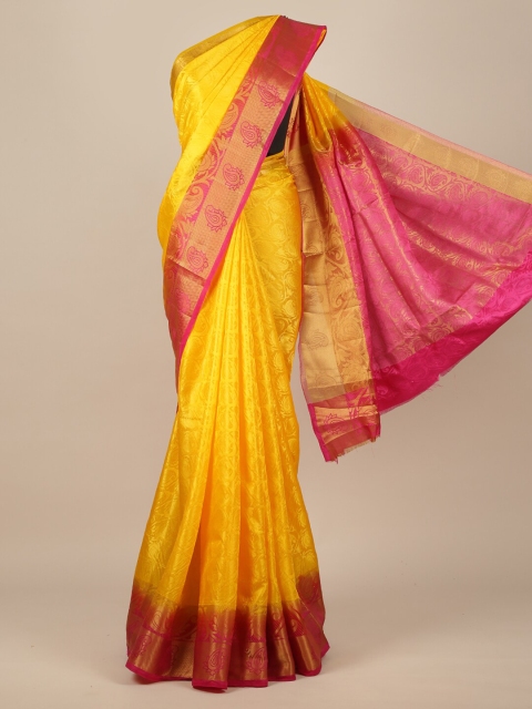 

Pothys Yellow Woven Design Jute Silk Saree