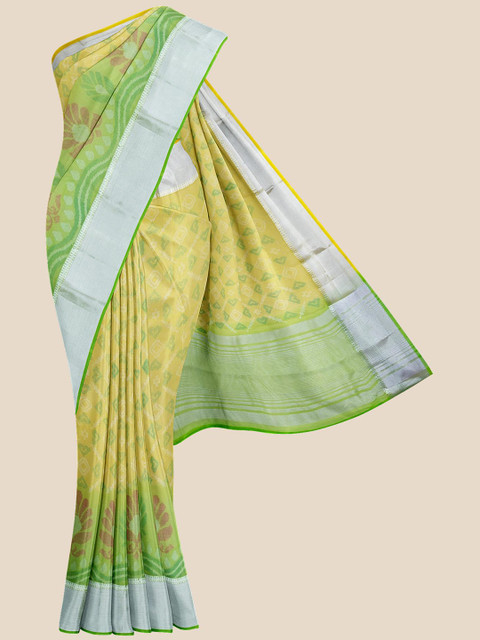 

Kalamandir Yellow & Green Silk Blend Banarasi Saree