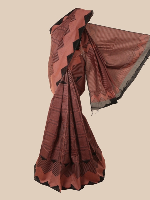 

Pothys Pink & Black Striped Silk Cotton Saree