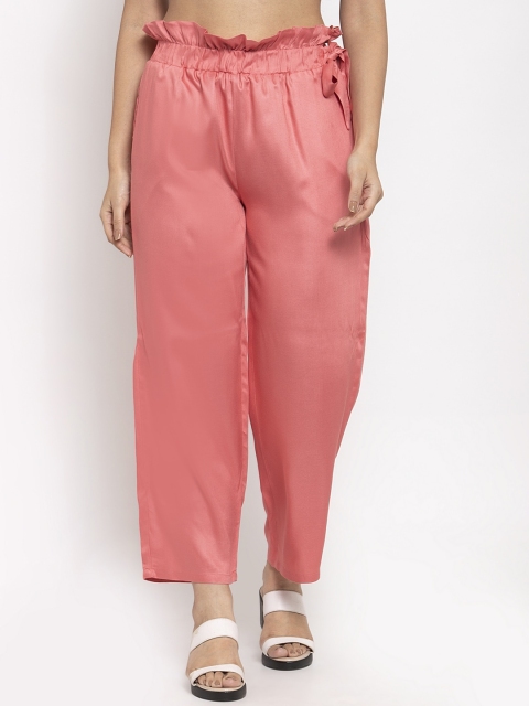 

Baani Creations Women Peach-Coloured Parallel Trousers