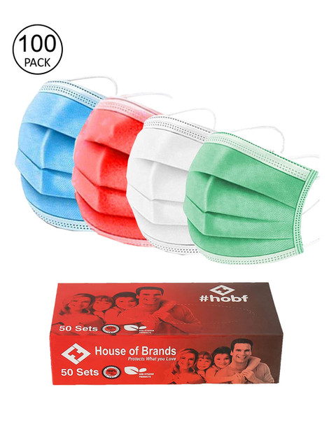 

Swiss Design Multicoloured Pack Of 100 3-Ply Anti Polluction Ultrasonic Outdoor Mask, Multi