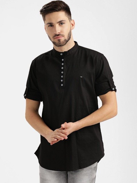

V2 Value & Variety Men Black Solid Kurta