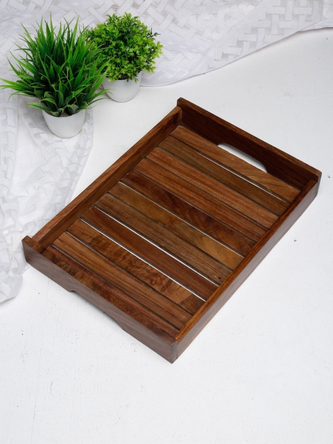 

Fabindia Brown Solid Sheesham Wood Rectangle Tray