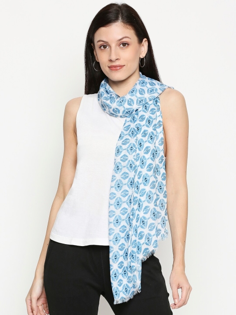 

Honey by Pantaloons Women White & Blue Printed Stole