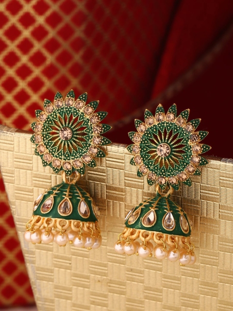 

Shoshaa Green Dome Shaped Jhumkas Earrings