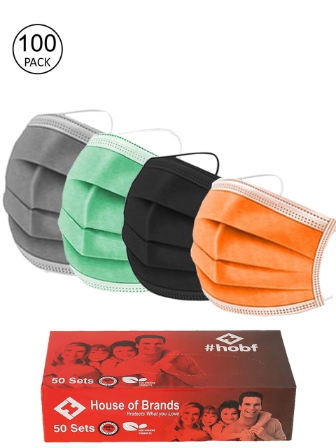 

Swiss Design Adult Pack of 100 3ply Mask With Nose-Pin, Orange