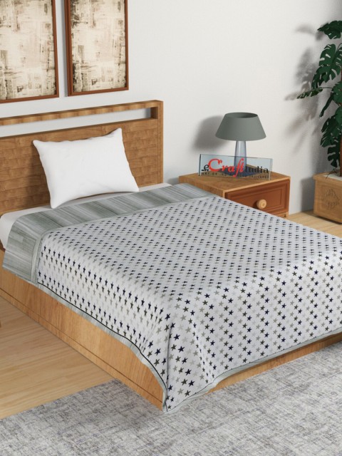 

eCraftIndia Grey & Green Geometric AC Room 150 GSM Single Bed Dohar