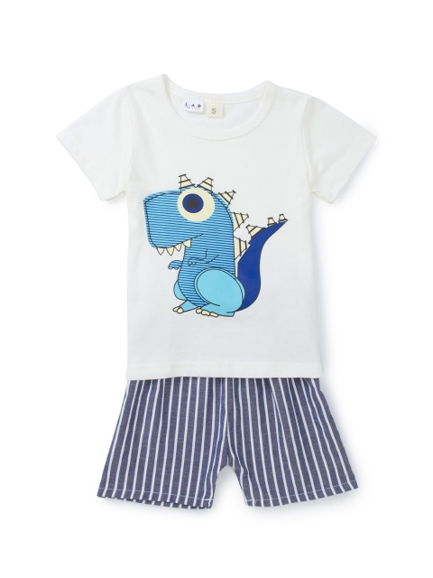 

Like A Boss Boys White & Blue Printed T-shirt with Shorts