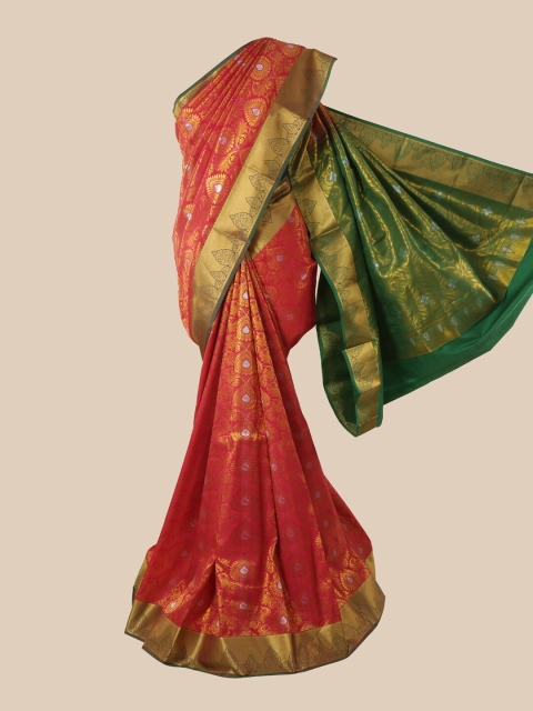 

Pothys Pink & Golden Ethnic Motifs Zari Pure Silk Saree
