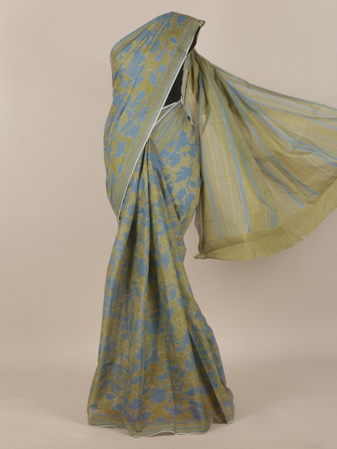 

Pothys Blue & Olive Green Pure Cotton Saree