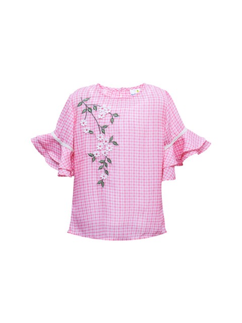

Daffodils GIRLS WEAR White Striped Flutter Sleeve Georgette Regular Top