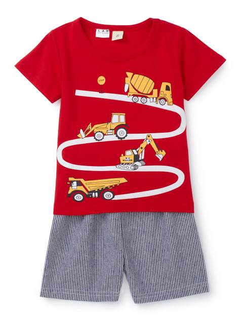 

Like A Boss Boys Red & Blue Printed T-shirt with Shorts