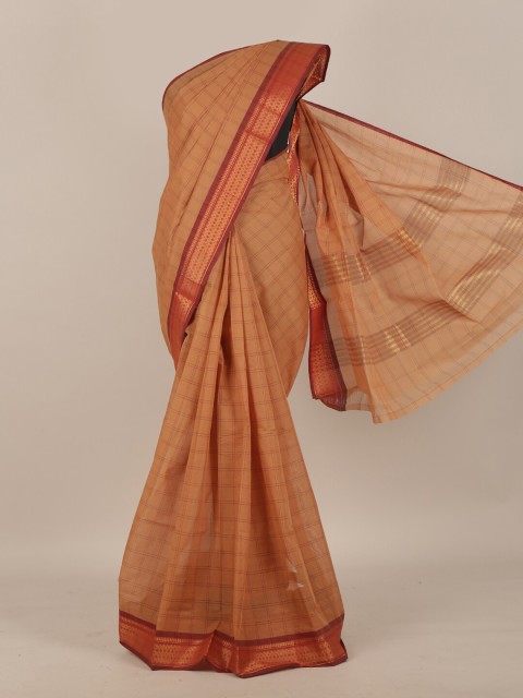 

Pothys Brown Checked Pure Cotton Saree
