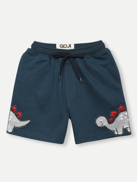 

GOJI Boys Navy Blue Printed Mid-Rise Dinosaur Printed Regular Shorts