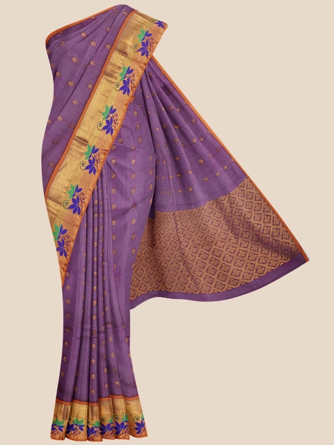 

Kalamandir Purple & Gold Woven Design Silk Blend Venkatgiri Saree