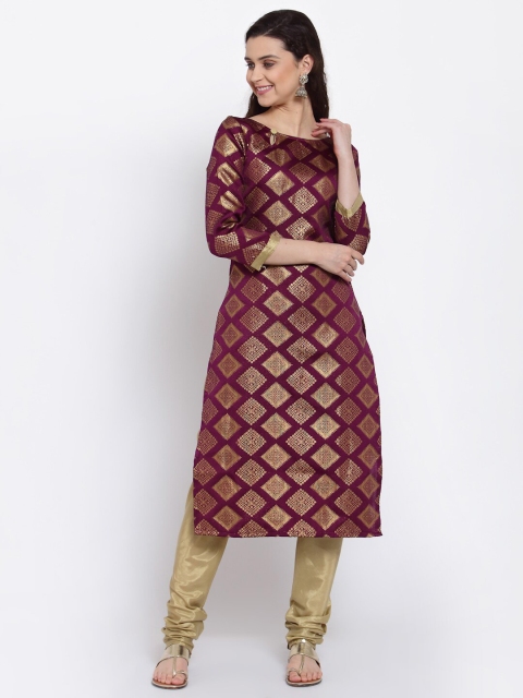 

Me Lady Fashion Brown & Gold-Toned Unstitched Dress Material
