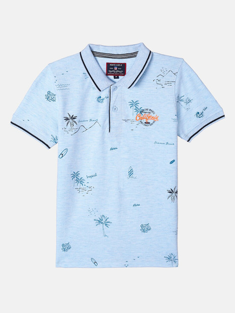 

Monte Carlo Boys Blue Printed Polo Collar T-shirt