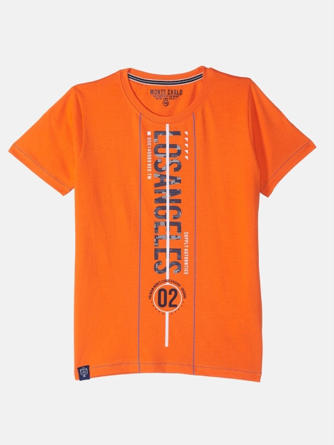 

Monte Carlo Boys Orange Typography Printed T-shirt