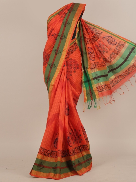 

Pothys Orange Ethnic Motifs Pure Cotton Saree