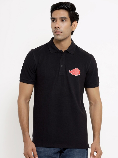 

ComicSense xyz Men Black Polo Collar T-shirt