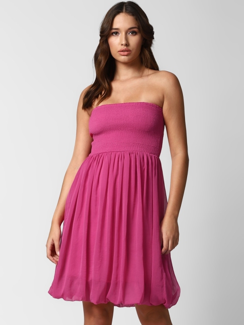 

FOREVER 21 Women Pink Fit & Flare Mini Dress